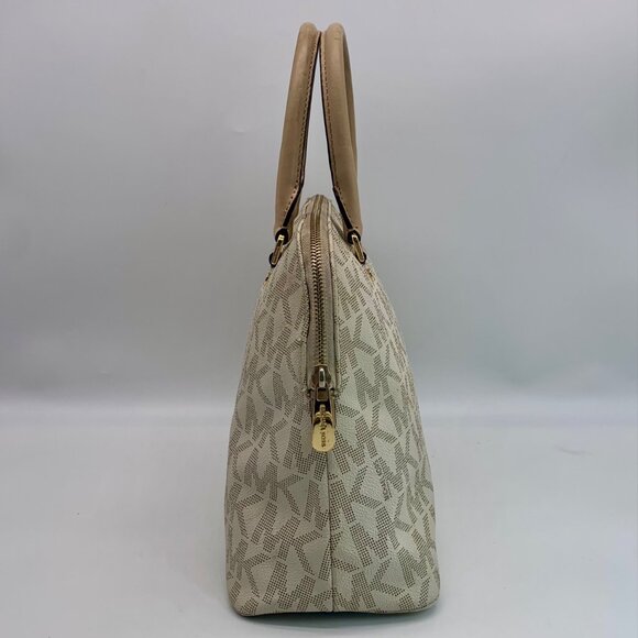 Michael Kors Cindy Vanilla Monogram Dome Satchel - Picture 3 of 12